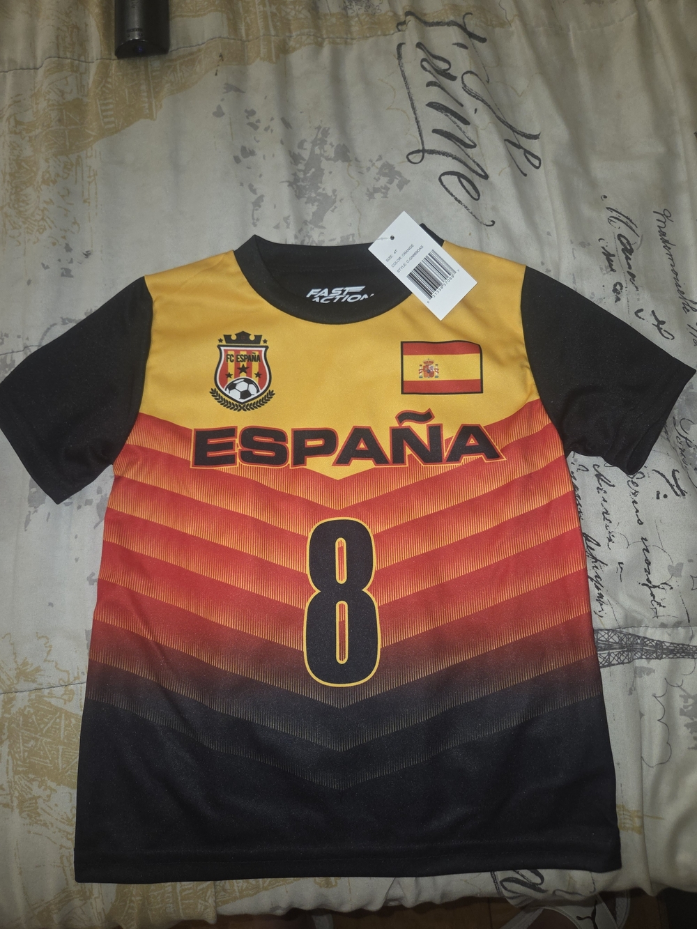 Kids 'España' Black & Gold Soccer Jersey - Size Kids